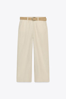 LINEN BLEND CULOTTES WITH BELT - Zara фото 14