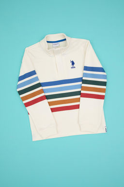 Erkek _ocuk Krem Dik Yaka Sweatshirt