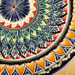 Ляган узбекский Риштанская Керамика «Узоры», d=31 см, разноцветный