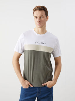 Bisiklet Yaka K?sa Kollu Renk Bloklu Erkek Ti??rt