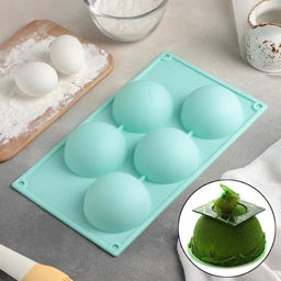 Форма для выпечки Доляна «Полусфера», силикон, 29.5×17 см, 5 ячеек, d=8 см, МИКС