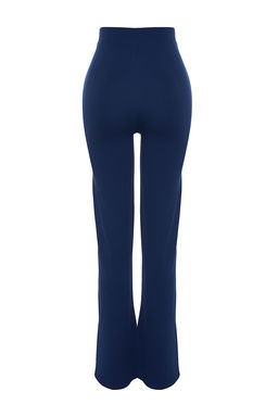 TRENDYOLMILLA Siyah Yanlar? Y?rtmacl? Flare/Ispanyol Paca Yuksek Bel Orme Pantolon TWOSS23PL00134 фото 8