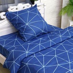 Постельное бельё 1,5 сп Полигон, тёмно-синий, 150х210 см, 150х210 см, 70х70 см, бязь, 105 г/м, 100% хлопок - Атра фото 2
