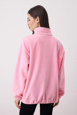 Ac?k Pembe Fermuar Detayl? Polar Orme Sweatshirt TWOAW21SW0758
