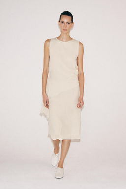 FALDA MIDI EFECTO DOBLE / Crudo