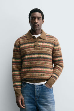 GEOMETRIC JACQUARD KNIT POLO SHIRT - Zara фото 2