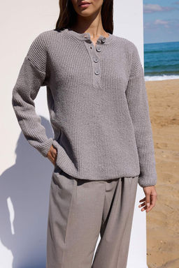 More Sustainable Lacivert Pamuklu Genis Kal?p Dugmeli Triko Kazak TWOAW26KZ00117 - Trendyolmilla фото 11