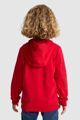 Erkek _ocuk K_rm_z_ Kap__onlu Fermuarl_ Basic Sweatshirt