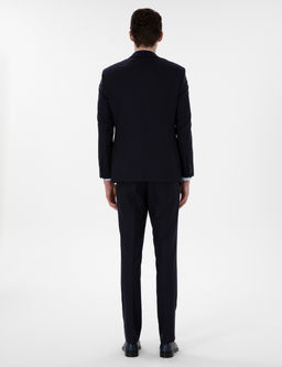 Lacivert Slim Fit _izgili %100 Y_n Tak_m Elbise