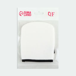 Цена за 2 шт. Варежка для умывания, 12.5×10 см, с подвесом, белая, чёрная