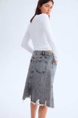 Falda denim con detalles maxidesgastados - H&m фото 7