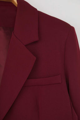 Bordo Kruvaze Kapama Dugme Detayl? Dokuma Blazer Ceket TWOAW26BC00014