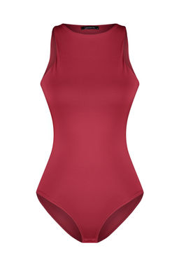 Bordo Halter Yaka Vucuda Oturan Esnek Alttan C?tc?tl? Orme Body TWOSS20BD0044