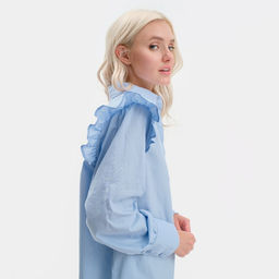 Рубашка женская MIST: Classic Collection, размер 48, голубая