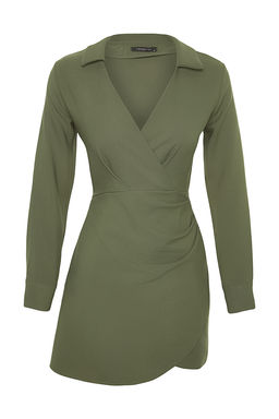 TRENDYOLMILLA Haki Kruvaze Dokuma Elbise TWOAW24EL00737  фото 6