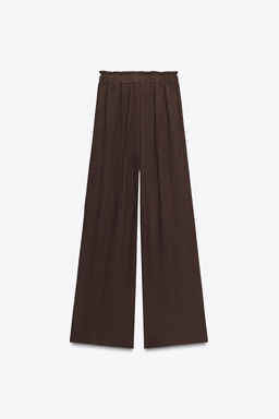 COTTON GAUZE WIDE-LEG TROUSERS - Zara фото 8