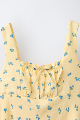 VESTIDO FRUNCE FLORES / Amarillo pastel - Zara фото 4