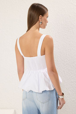 Trendyolmilla Ac?k Mavi Balon Etek Ask?l? Dokuma Dokuma Bluz TWOSS25BZ00354  фото 4