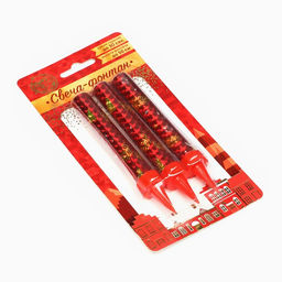 Цена за 3 шт. Свечи фонтаны в торт золотые «С Новым Годом!», 3 шт., 12.5 см, горение 30 сек.