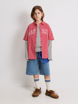 ACOOLA / Сорочка верхняя детская для мальчиков Rasselo красная клетка фото 5