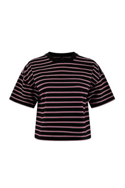 Teen Cok Renkli Cizgili Boxy/Relaxed Kal?p K?sa Kollu Pamuk Kar?s?ml? Orme T-Shirt TWOSS26TS00048