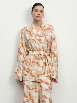 Жакет-кимоно из вискозы 42367 серый с принтом