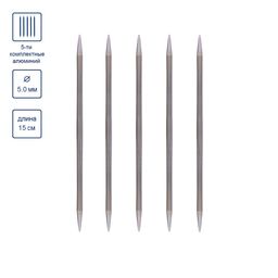 Спицы GAMMA 5-ти компл. чулочные MK5-15 сталь d 5.0 мм 15 см 5 шт под никель фото 5