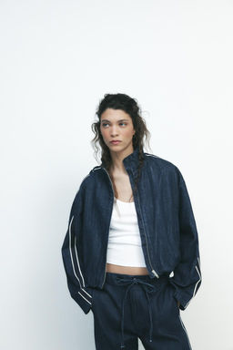 CONTRAST STRIPE DENIM JACKET - Zara фото 3