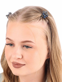 Цена за 6 шт. Крабик для волос «Роуз», цветочек, 2 см, чёрный