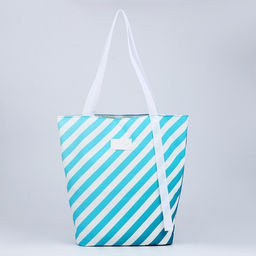Сумка-шопер пляжная Nazamok, в полосочку, 39×32 см, голубая