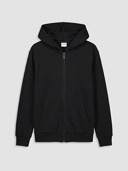 Kap??onlu K?z ?ocuk Fermuarl? Sweatshirt