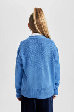 Трикотажный кардиган для девочек с V-образным вырезом - Defacto фото 6