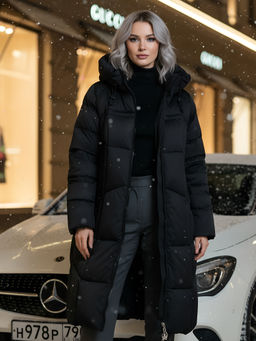 Пальто зимнее Visdeer 7702Ch женское утепленное 240 г/м² черное  фото 17