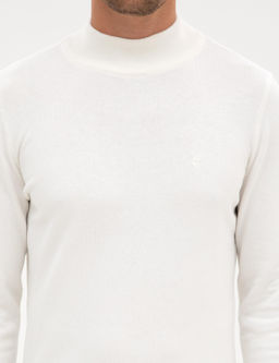 Ekru Slim Fit Yar_m Bal_k__ Yaka Basic Triko Kazak - Pierre cardin фото 6