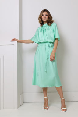 Платье миди с юбкой-трапецией и коротким рукавом - Looklikecat фото 2