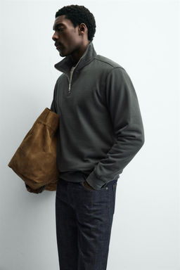 BASIC QUARTER-ZIP SWEATSHIRT - Zara фото 7