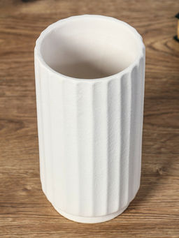 Ваза для цветов «Абиджил», линии, h=21, d=11 см, керамика, белая