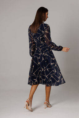 Платье Lars Style 1161 сине-бежевый принт