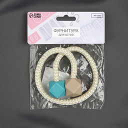 Цена за 2 шт. Подхват для штор Камушки, d = 3 46 см, цвет тёмно-бирюзовый/песочный - Арт узор фото 4