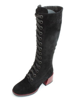 02-KF20025 BLACK Сапоги зимние женские (натуральная замша, байка и натуральный мех) - Фабричный китай фото 3