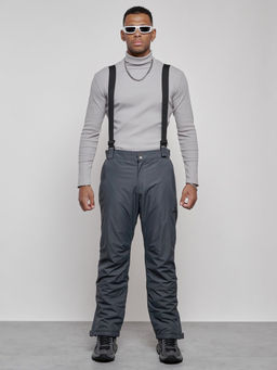 Полукомбинезон утепленный мужской зимний горнолыжный темно-серого цвета 7507TC