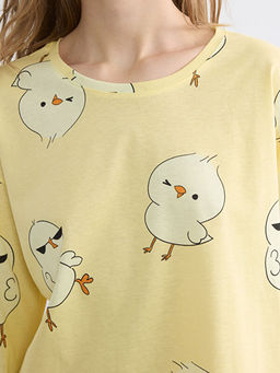 Bisiklet Yaka Desenli Kad?n Pijama Tak?m