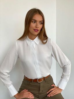 2435 Рубашка с супатной застежкой белая