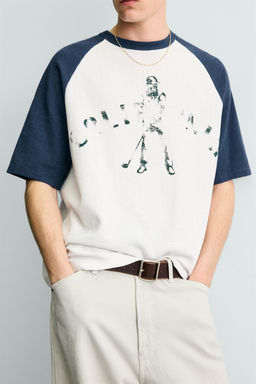 CAMISETA PUNTO COLOR BLOCK ESTAMPADO / Crudo - Zara фото 5