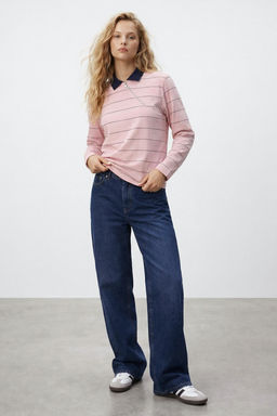 Pembe Cizgili Regular/Normal Kal?p Polo Yaka Fermuar Tok %100 Pamuk Orme T-shirt TWOSS26TS00033 - Trendyolmilla фото 2