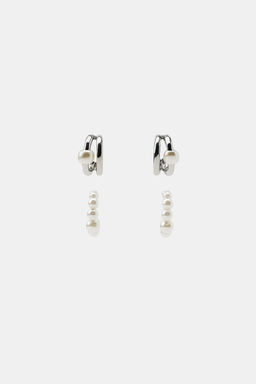 PACK OF HOOP AND FAUX PEARL EAR CUFFS - Zara фото 3