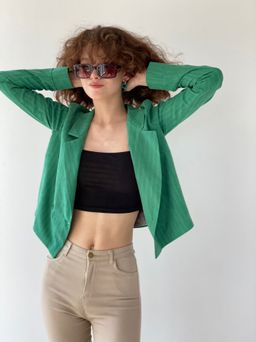 6793 Жакет укороченный двубортный в зелёном цвете - Martichelli фото 11