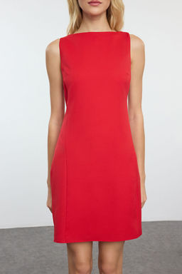 K?rm?z? A Kesim Mini Astarl? Dokuma Elbise TWOAW25EL00192