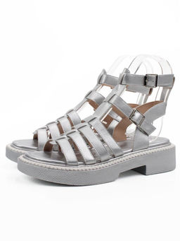 08-PEQ209-3 GREY/SILVER Босоножки женские (натуральная кожа)