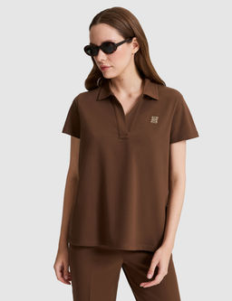 Kahverengi Comfort Fit Polo Yaka Ti__rt